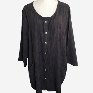 Soft Surroundings gray textured animal print 2 pocket button front tunic sz 3X